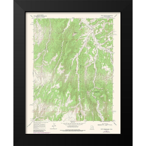Davis Canyon Utah Quad - USGS 1966 Black Modern Wood Framed Art Print by USGS