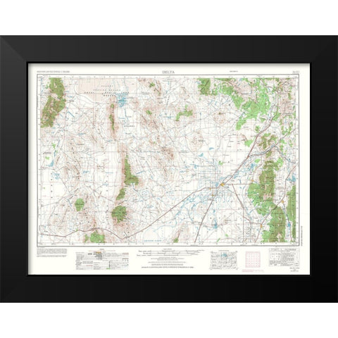 Delta Utah Quad - USGS 1953 Black Modern Wood Framed Art Print by USGS