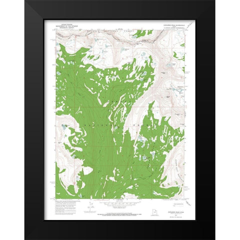 Explorer Peak Utah Quad - USGS 1967 Black Modern Wood Framed Art Print by USGS