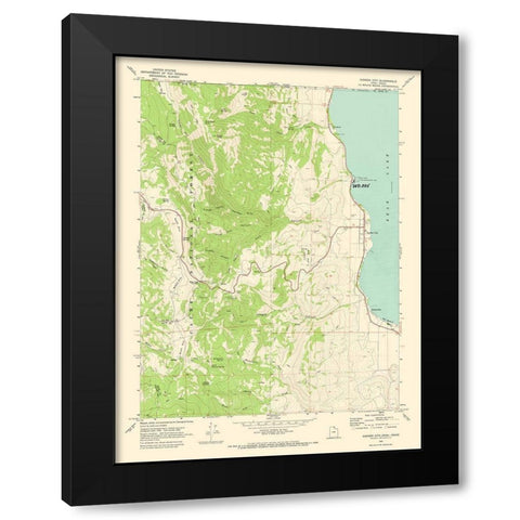 Garden City Utah Quad - USGS 1969 Black Modern Wood Framed Art Print with Double Matting by USGS