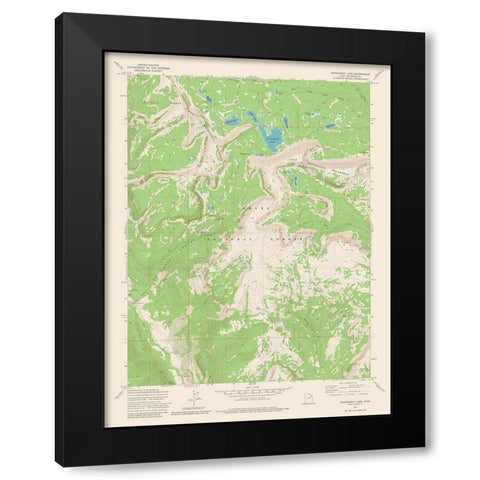 Grandaddy Lake Utah Quad - USGS 1972 Black Modern Wood Framed Art Print with Double Matting by USGS