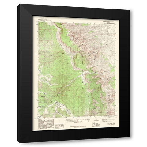 Golden Throne Utah Quad - USGS 1987 Black Modern Wood Framed Art Print with Double Matting by USGS