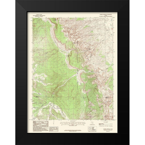 Golden Throne Utah Quad - USGS 1987 Black Modern Wood Framed Art Print by USGS