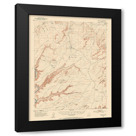Knoll Utah Quad - USGS 1954 Black Modern Wood Framed Art Print with Double Matting by USGS