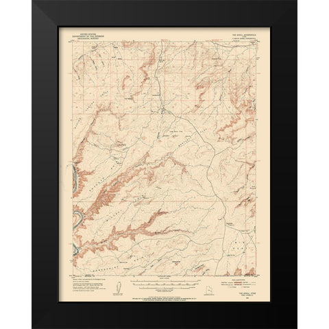 Knoll Utah Quad - USGS 1954 Black Modern Wood Framed Art Print by USGS