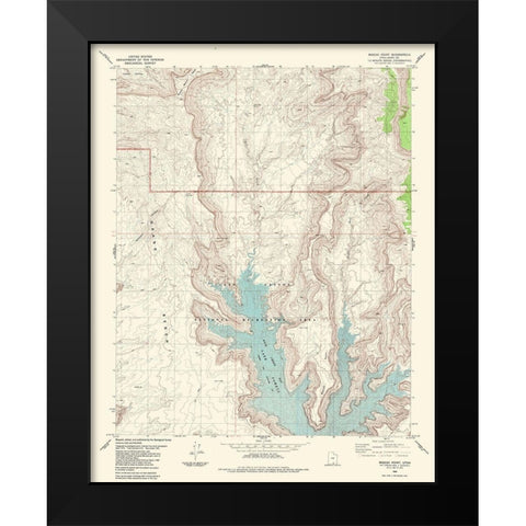 Mazuki Point Utah Quad - USGS 1985 Black Modern Wood Framed Art Print by USGS