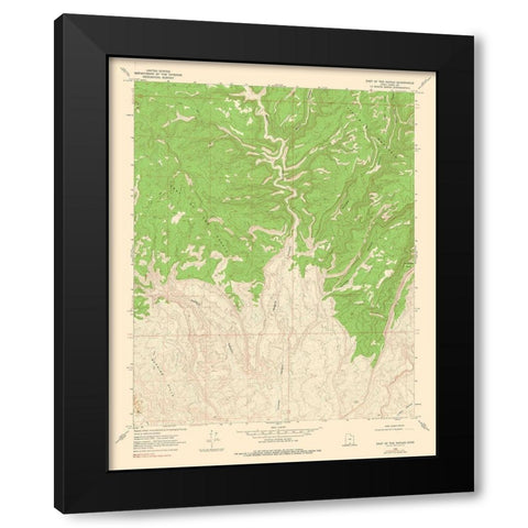East of the Navajo Utah Quad - USGS 1968 Black Modern Wood Framed Art Print with Double Matting by USGS