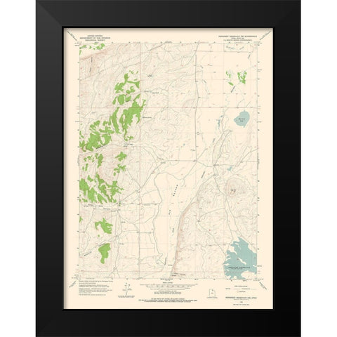 North West Neponset Reservoir Utah Quad - USGS Black Modern Wood Framed Art Print by USGS