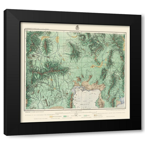 Utah North West, Idaho South East - US Army 1877 Black Modern Wood Framed Art Print with Double Matting by US Army