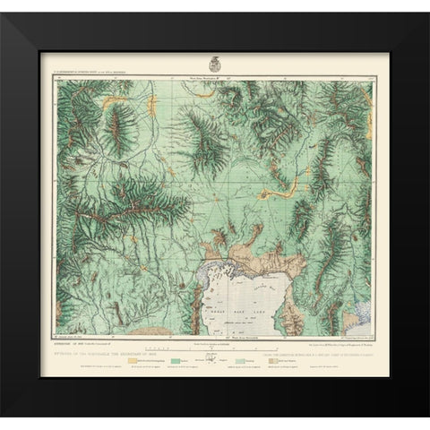 Utah North West, Idaho South East - US Army 1877 Black Modern Wood Framed Art Print by US Army