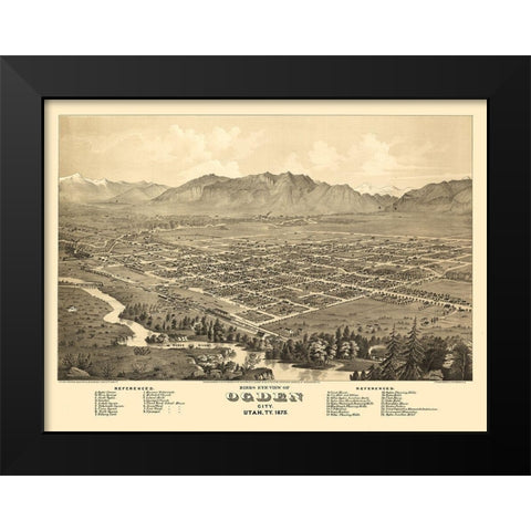 Ogden Utah - Glover 1875 Black Modern Wood Framed Art Print by Glover