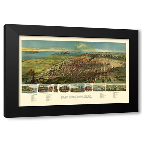 Salt Lake City Utah - American Pub Co 1891 Black Modern Wood Framed Art Print with Double Matting by American Pub Co