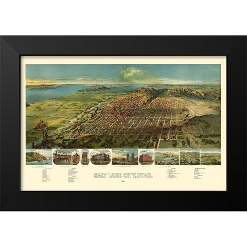Salt Lake City Utah - American Pub Co 1891 Black Modern Wood Framed Art Print by American Pub Co