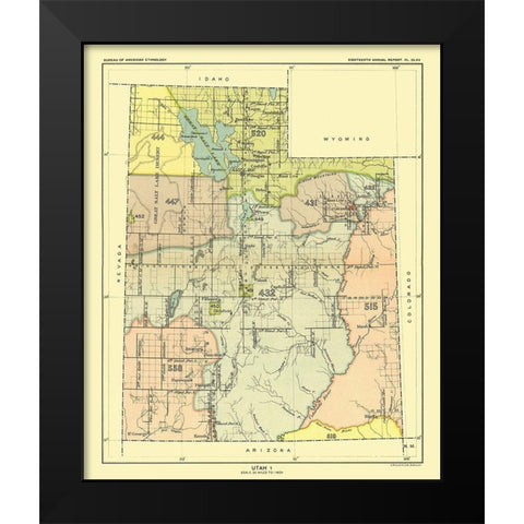 Utah - Great Salt Lake - Hoen 1896 Black Modern Wood Framed Art Print by Hoen