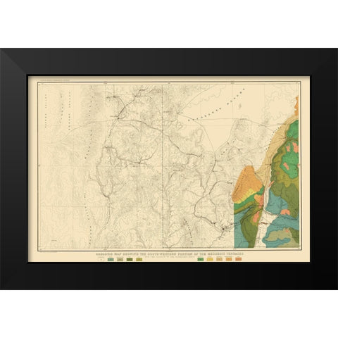 Mesozoic Terraces South Western Portion - USGS Black Modern Wood Framed Art Print by USGS