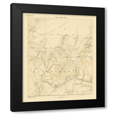 St George Utah Sheet - USGS 1891 Black Modern Wood Framed Art Print with Double Matting by USGS
