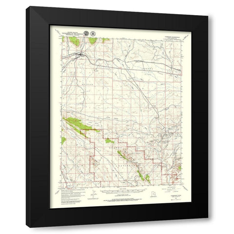 Thompson Utah Quad - USGS 1958 Black Modern Wood Framed Art Print with Double Matting by USGS