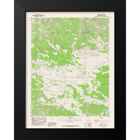 Torrey Utah Quad - USGS 1985 Black Modern Wood Framed Art Print by USGS