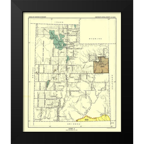 Utah - Hoen 1896 Black Modern Wood Framed Art Print by Hoen