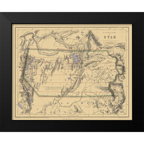 Utah Territory - Rogers and Holt 1857 Black Modern Wood Framed Art Print by Rogers