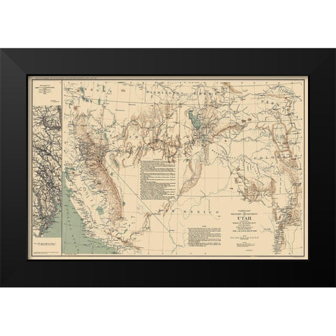 Utah Territory - US War Dept 1860 Black Modern Wood Framed Art Print by US War Dept