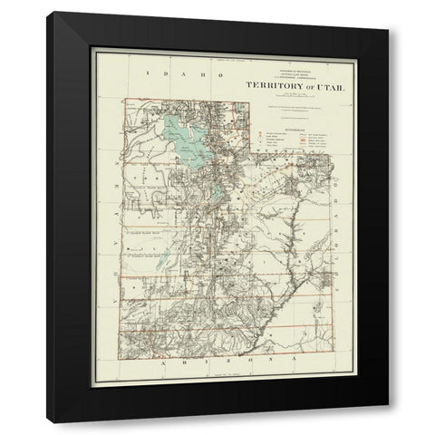 Utah Territory - Dept of Interior 1879 Black Modern Wood Framed Art Print with Double Matting by DOI