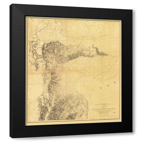 Utah Railroad Survey, Map 1 - Siebert 1855 Black Modern Wood Framed Art Print with Double Matting by Siebert