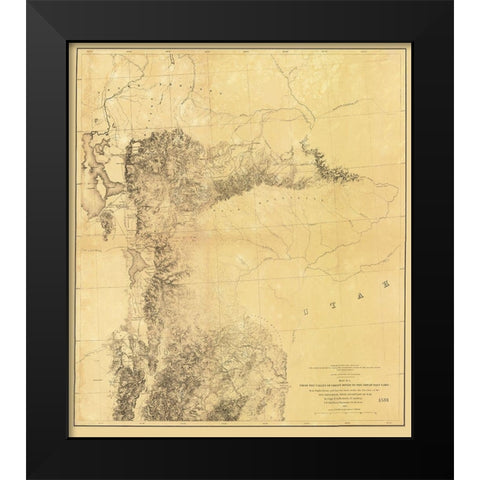 Utah Railroad Survey, Map 1 - Siebert 1855 Black Modern Wood Framed Art Print by Siebert