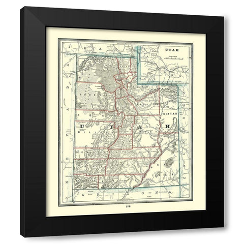 Utah - Rathbun 1893 Black Modern Wood Framed Art Print by Rathbun