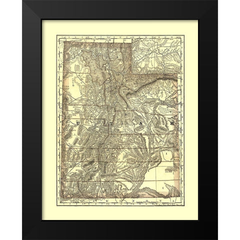 Utah - Rand McNally 1876 Black Modern Wood Framed Art Print by Rand McNally