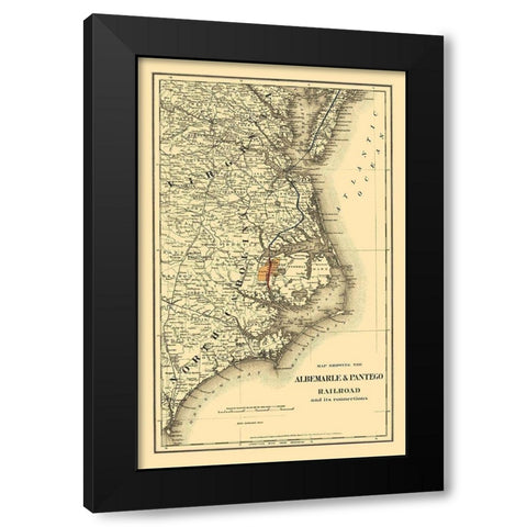 Albemarle and Pantego Railroad Connections 1887 Black Modern Wood Framed Art Print with Double Matting by Colton