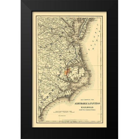 Albemarle and Pantego Railroad Connections 1887 Black Modern Wood Framed Art Print by Colton