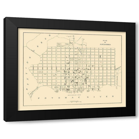 Alexandria Virginia - 1862 Black Modern Wood Framed Art Print with Double Matting by Unknown