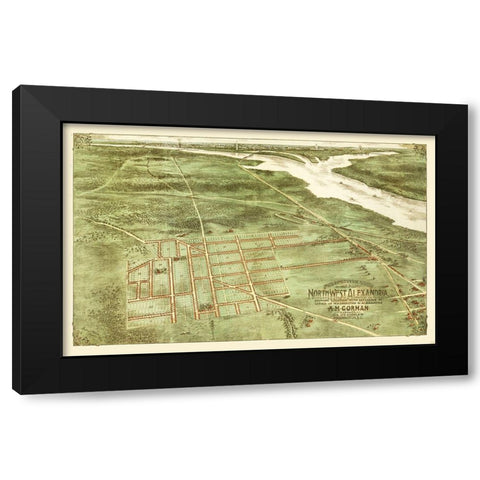 Alexandria Virginia - Gorman 1890 Black Modern Wood Framed Art Print with Double Matting by Gorman