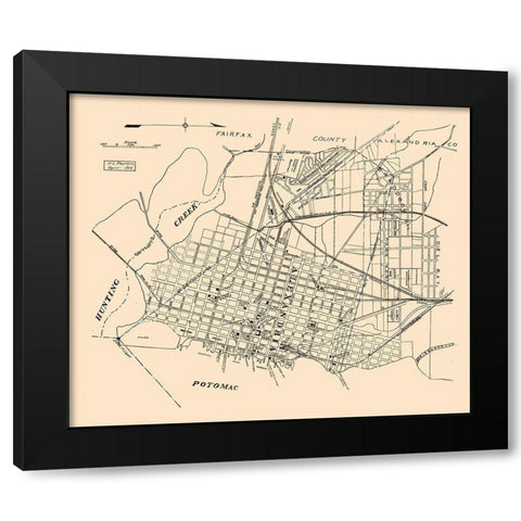Alexandria Virginia - Peyton 1915 Black Modern Wood Framed Art Print by Peyton