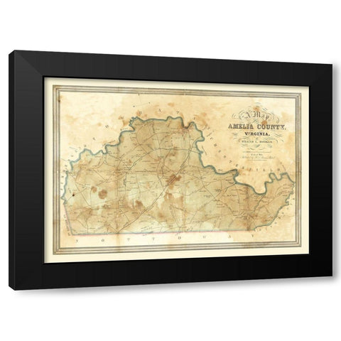 Amelia County Virginia - Booker 1850 Black Modern Wood Framed Art Print with Double Matting by Booker