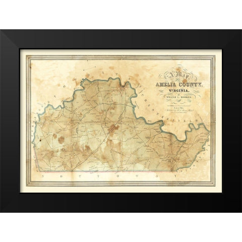 Amelia County Virginia - Booker 1850 Black Modern Wood Framed Art Print by Booker