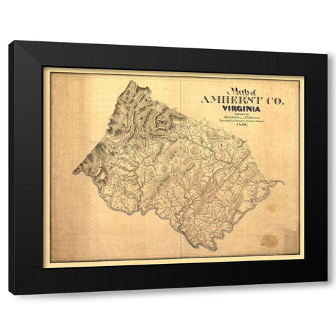 Amherst County Virginia - Hotchkiss 1866 Black Modern Wood Framed Art Print with Double Matting by Hotchkiss