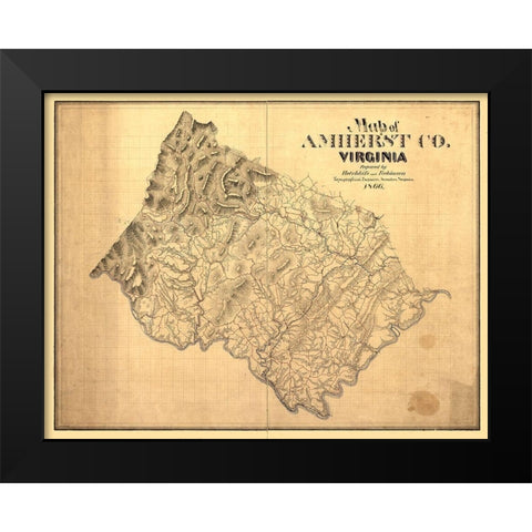 Amherst County Virginia - Hotchkiss 1866 Black Modern Wood Framed Art Print by Hotchkiss