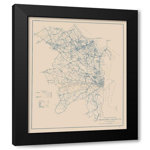 Arlington County Virginia - 1920 Black Modern Wood Framed Art Print with Double Matting by Unknown