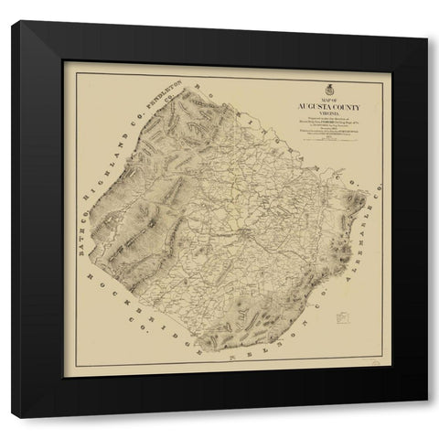 Augusta County Virginia - Hotchkiss 1875 Black Modern Wood Framed Art Print with Double Matting by Hotchkiss