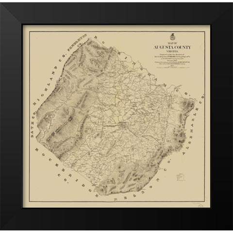 Augusta County Virginia - Hotchkiss 1875 Black Modern Wood Framed Art Print by Hotchkiss