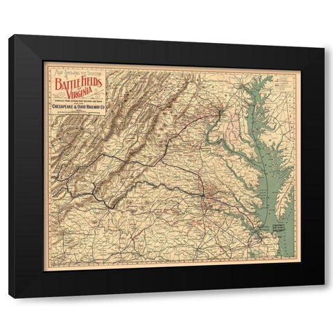 Battle Fields Virginia - 1891 Black Modern Wood Framed Art Print with Double Matting by Unknown
