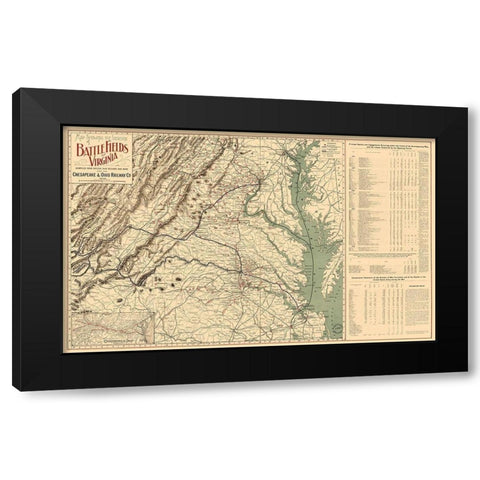 Battle Fields Virginia - 1898 Black Modern Wood Framed Art Print by Unknown