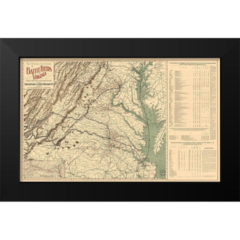Battle Fields Virginia - 1898 Black Modern Wood Framed Art Print by Unknown