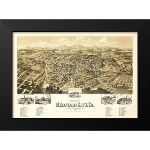 Bedford Virginia - 1891 Black Modern Wood Framed Art Print by Unknown