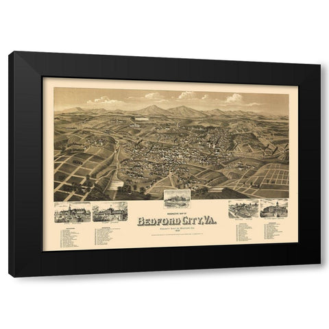 Bedford Virginia - Perry 1891 Black Modern Wood Framed Art Print with Double Matting by Perry