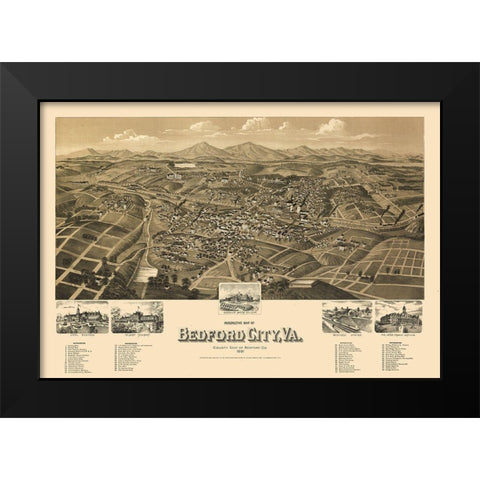 Bedford Virginia - Perry 1891 Black Modern Wood Framed Art Print by Perry