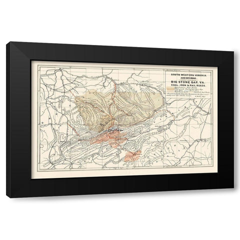 South Western Virginia - Nader 1892 Black Modern Wood Framed Art Print with Double Matting by Nader
