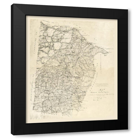 Brunswick County Virginia - Graves 1864 Black Modern Wood Framed Art Print by Graves